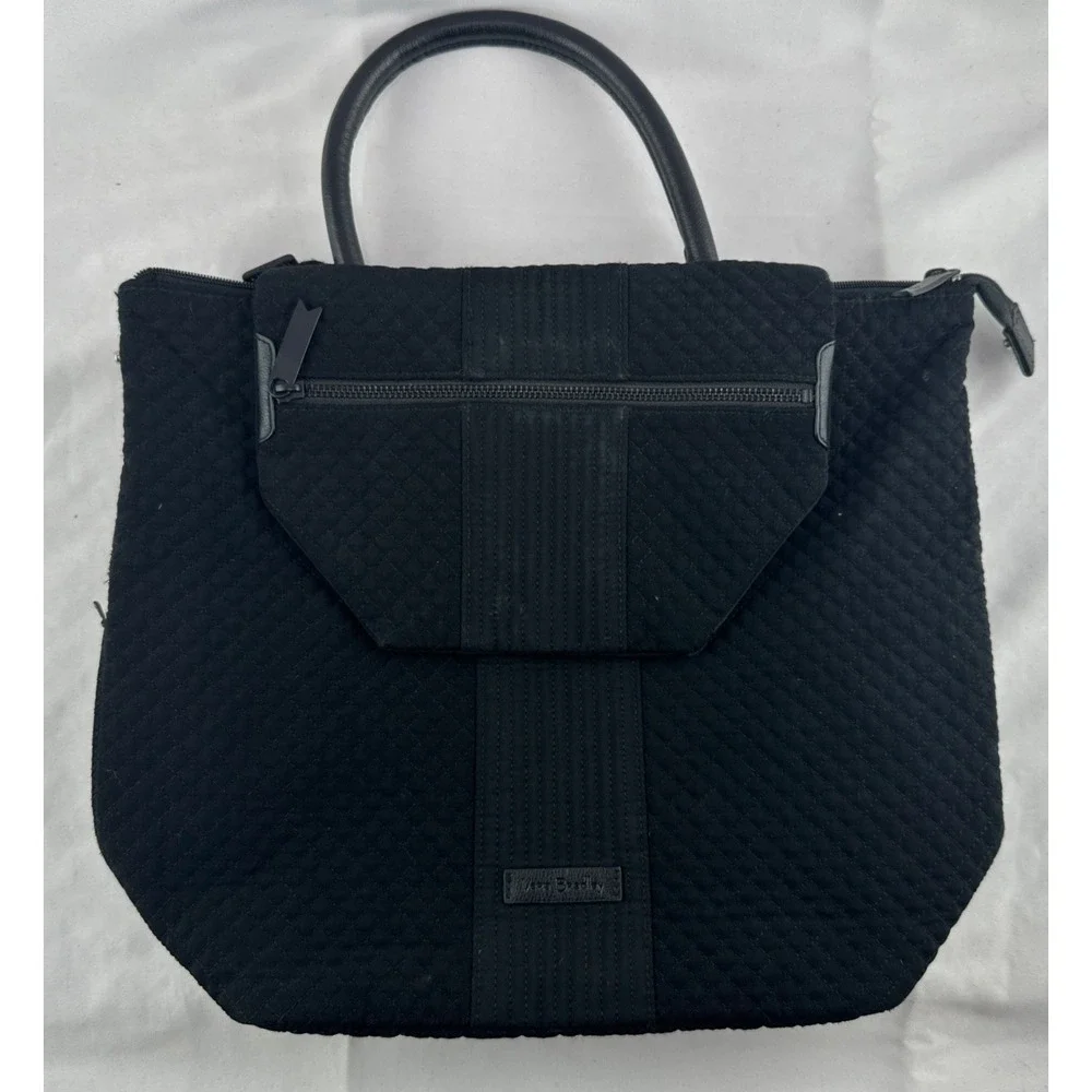Vera Bradley Change It Up Backpack in Black Quilted Fabric Zip Closure‎